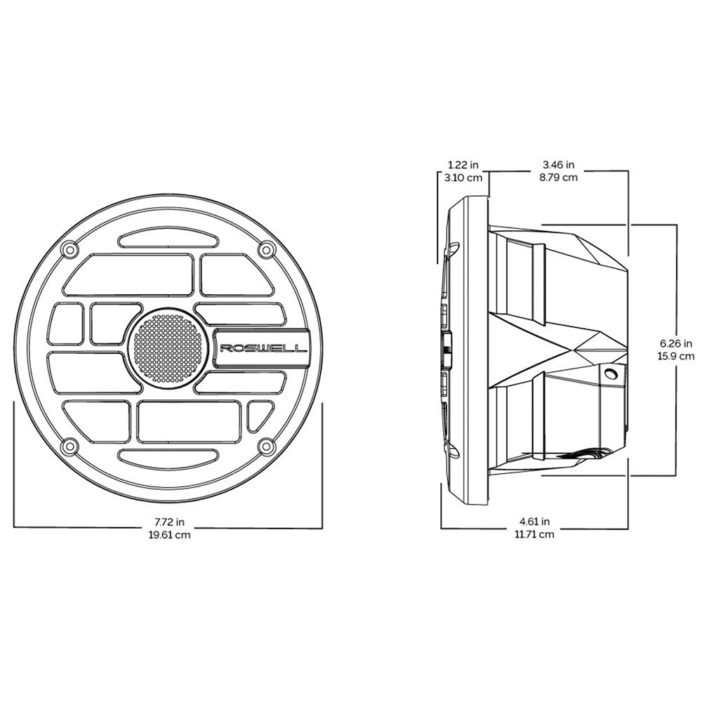 Roswell R Series 7.7 Marine Speakers - Anthracite Grille - 80W RMS 160W Peak Power [C920-1912]
