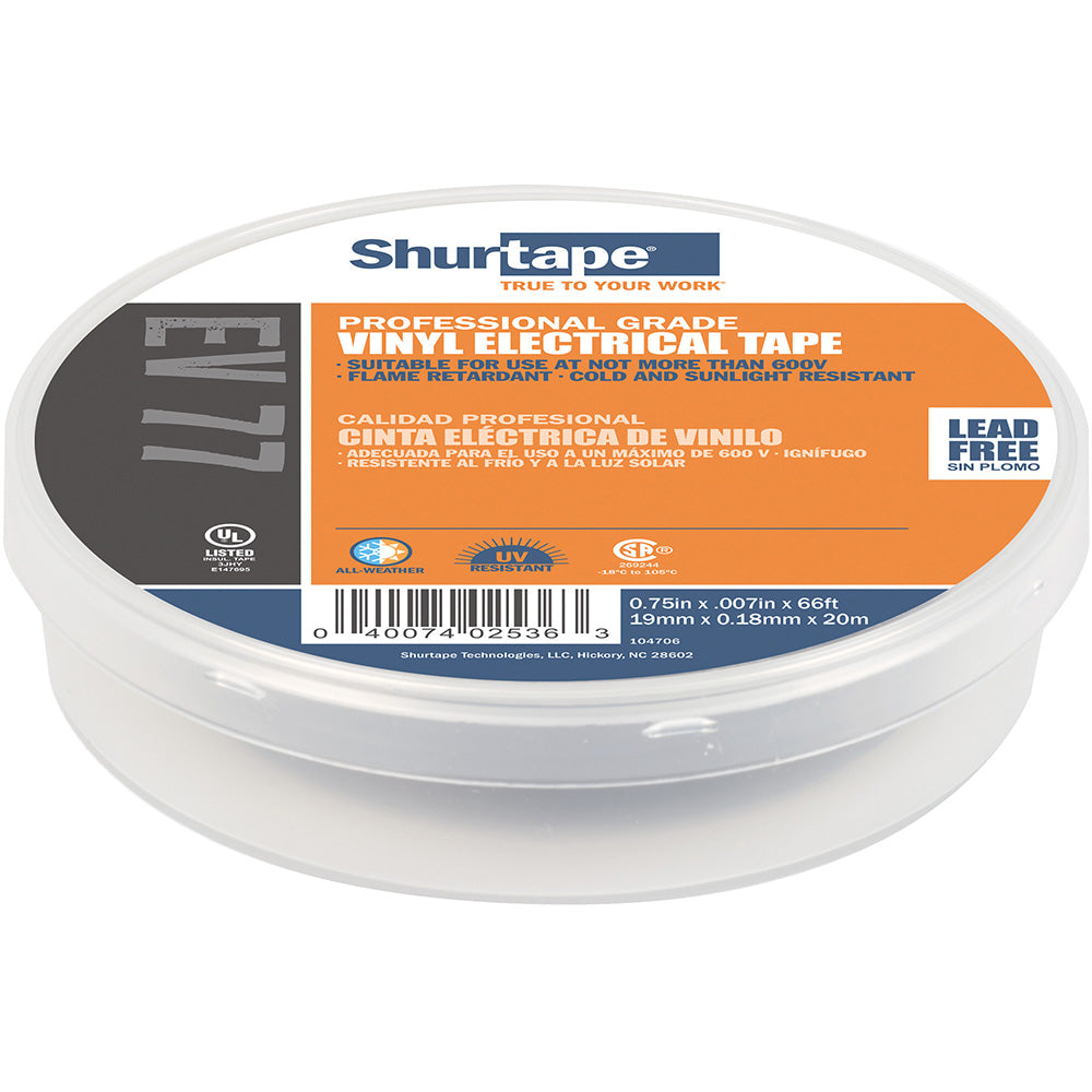 Shurtape EV 077B Professional Grade Black Electrical Tape f/Insulating Splicing - 3/4
