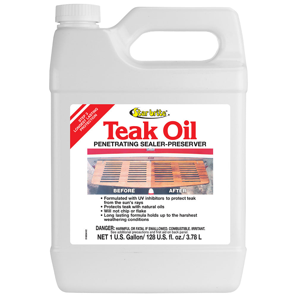 Star brite Teak Oil - Long Lasting, Penetrating, Sealer, Preserver w/UV Inhibitors - 1 Gallon [81600]