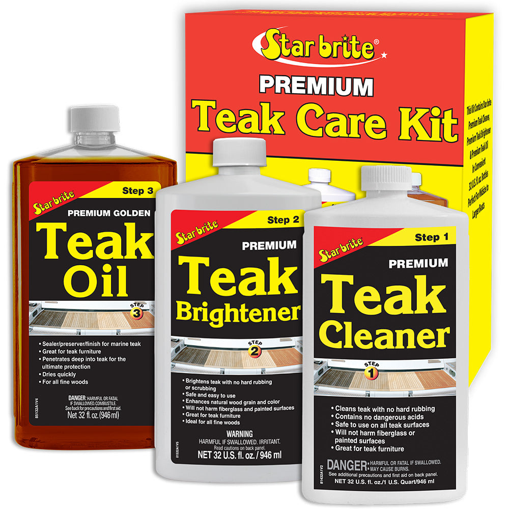 Star brite Premium Teak Care Kit - Step 1, Step 2, Step 3 - 32 oz [81202]
