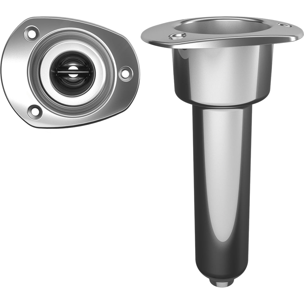 Mate Series Stainless Steel 0 Rod Cup Holder - Drain - Oval Top [C2000D]