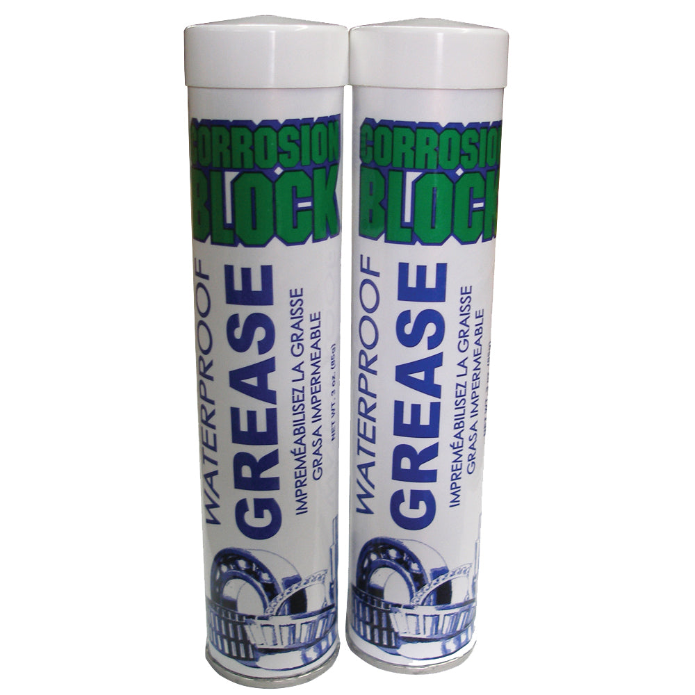 Corrosion Block High Performance Waterproof Grease - (2) 3oz Cartridges - Non-Hazmat, Non-Flammable Non-Toxic [25003]