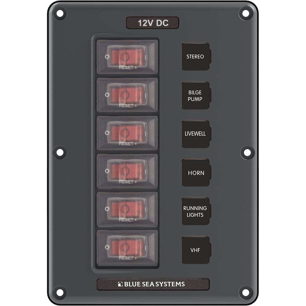 Blue Sea 4322 Circuit Breaker Switch Panel 6 Position - Gray [4322]