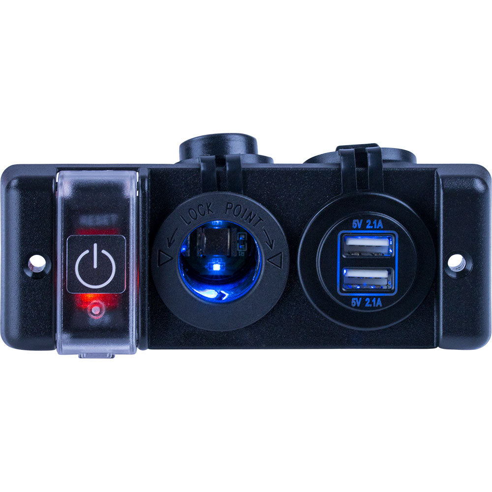 Sea-Dog Double USB Power Socket Panel w/Breaker Switch [426506-1]