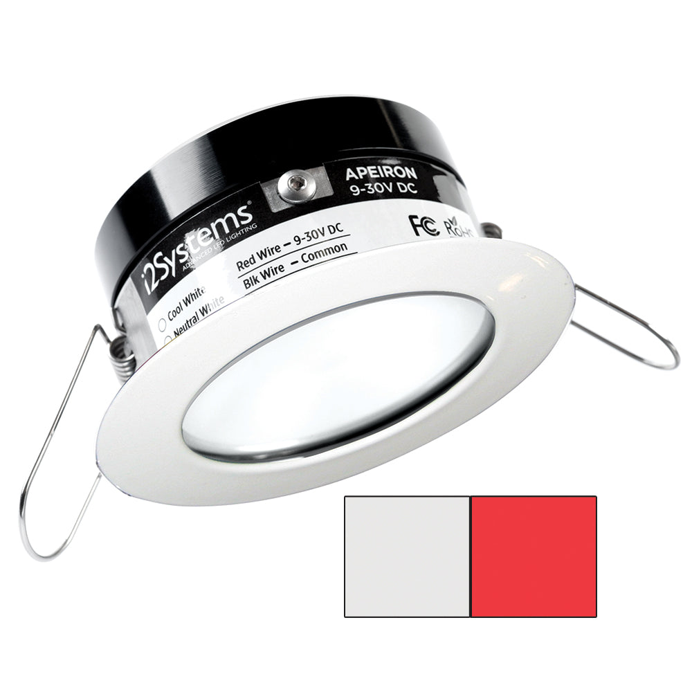 i2Systems Apeiron PRO A503 - 3W Spring Mount Light - Round - Cool White Red - White Finish [A503-31AAG-H]