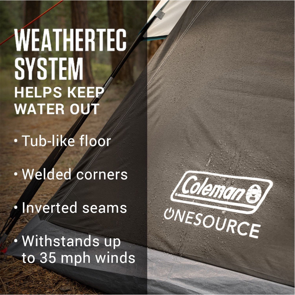 Coleman OneSource Rechargeable 4-Person Camping Dome Tent w/Airflow System LED Lighting [2000035457]