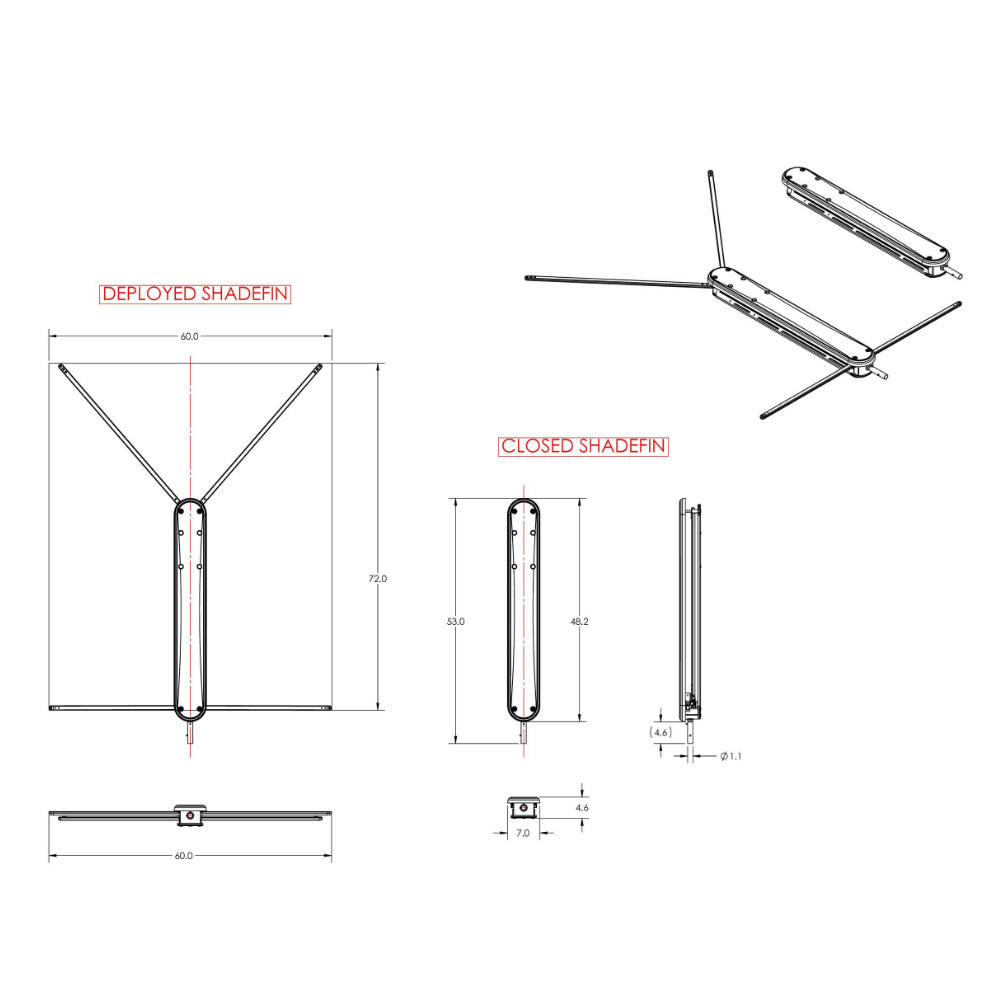 TACO ShadeFin w/White Fabric, Case Fixed Rod Holder Mount Kit [T10-3000-3]