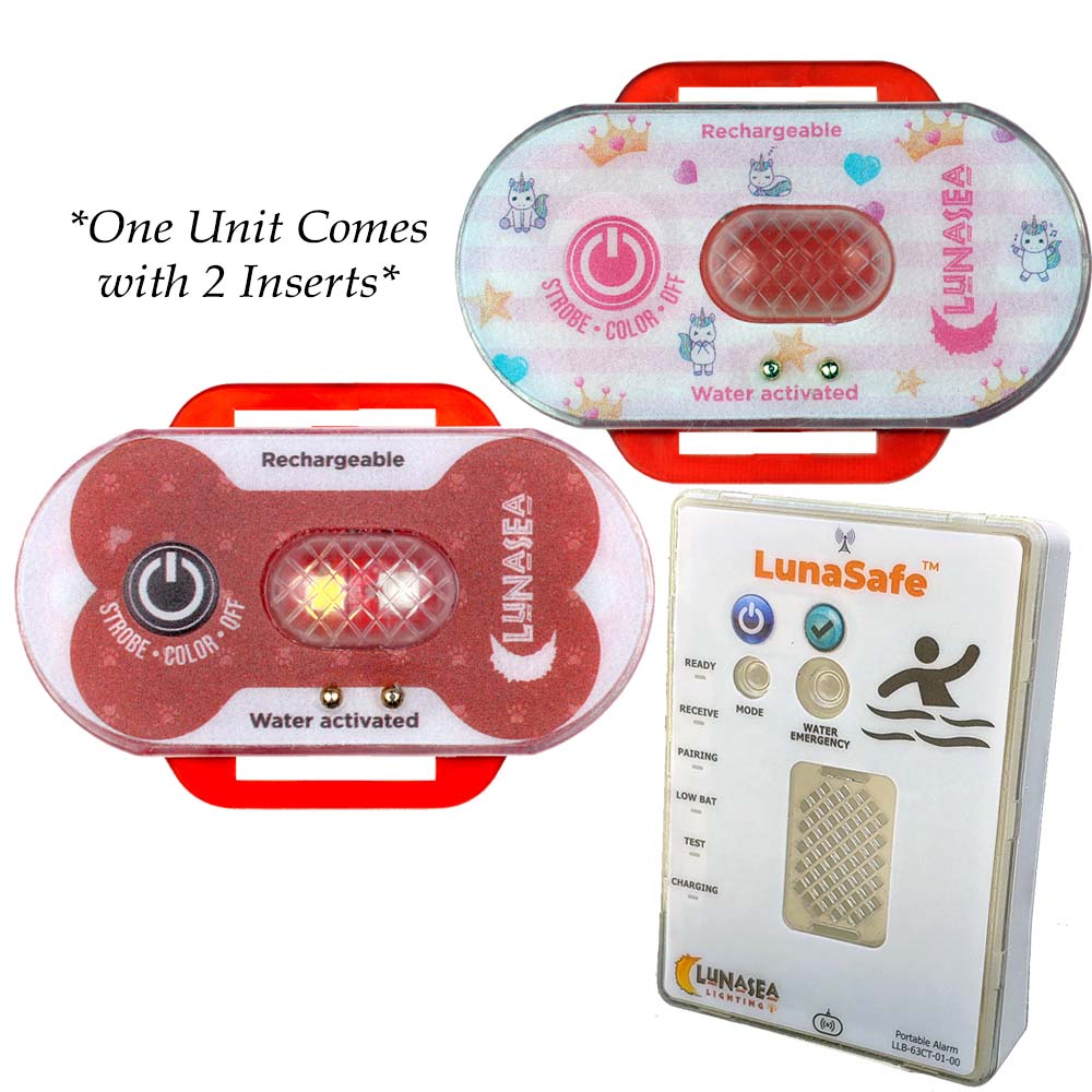 Lunasea Child/Pet Safety Water Activated Strobe Light w/RF Transmitter Portable Audio/Visual Receiver - Red Case [LLB-63RB-E0-K1]