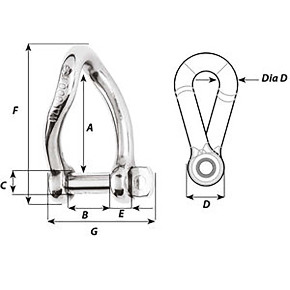 Wichard Self-Locking Twisted Shackle - Diameter 6mm - 1/4