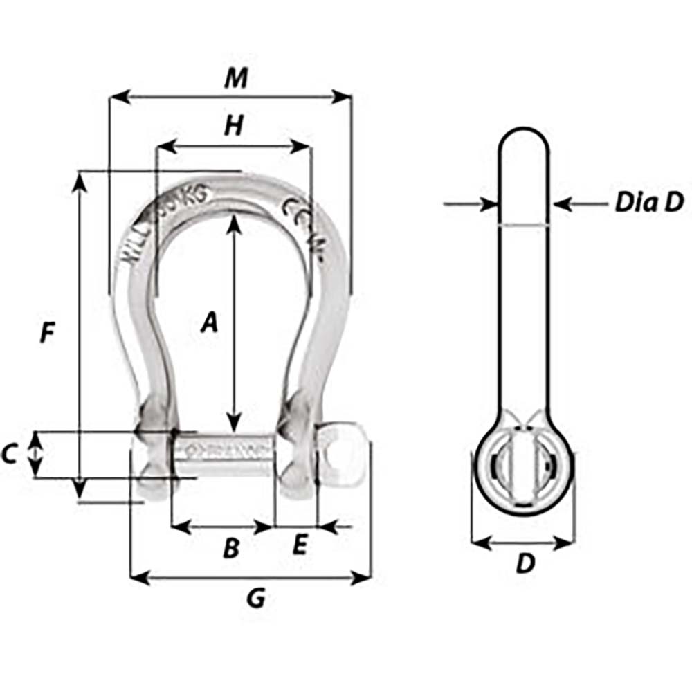 Wichard Self-Locking Bow Shackle - Diameter 5mm - 3/16