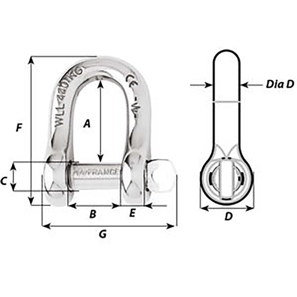 Wichard Captive Pin D Shackle - Diameter 4mm - 5/32