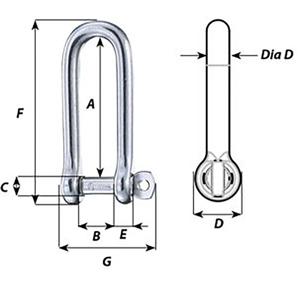 Wichard Captive Pin Long D Shackle - Diameter 4mm - 5/32