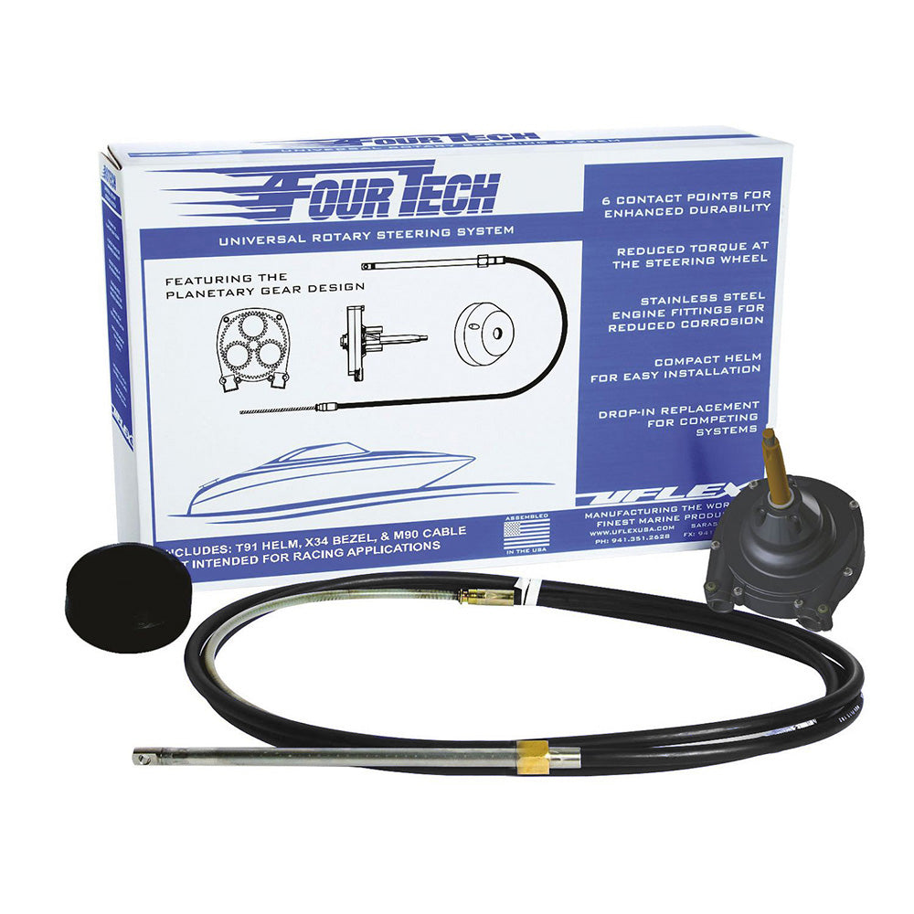 Uflex Fourtech 6 Black Mach Rotary Steering System w/Helm, Bezel Cable [FOURTECHBLK06]