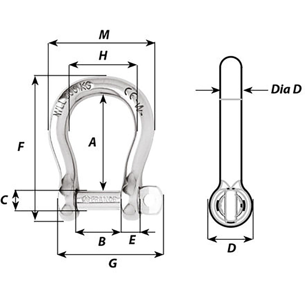 Wichard Not Self-Locking Bow Shackle - 20mm Diameter - 25/32