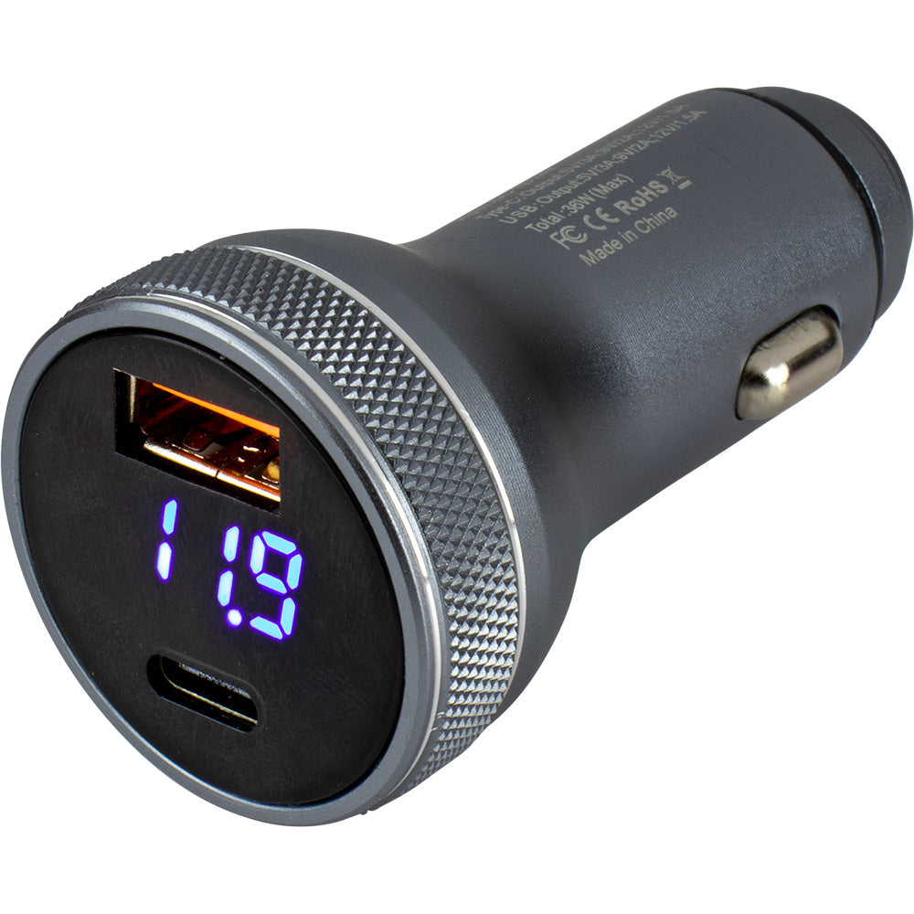 Sea-Dog Round USB USB-C Power Plug w/Voltmeter [426514-1]