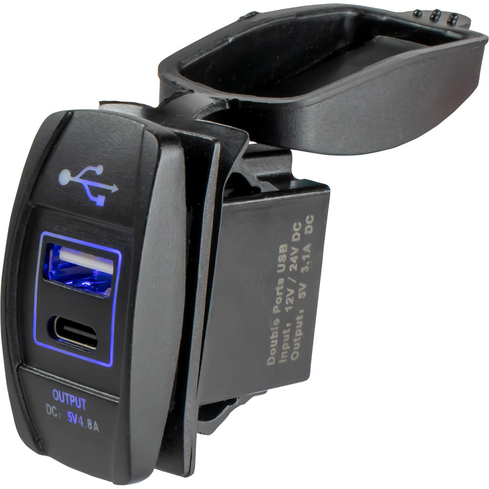 Sea-Dog USB USB-C Rocker Switch Style Power Socket [426521-1]