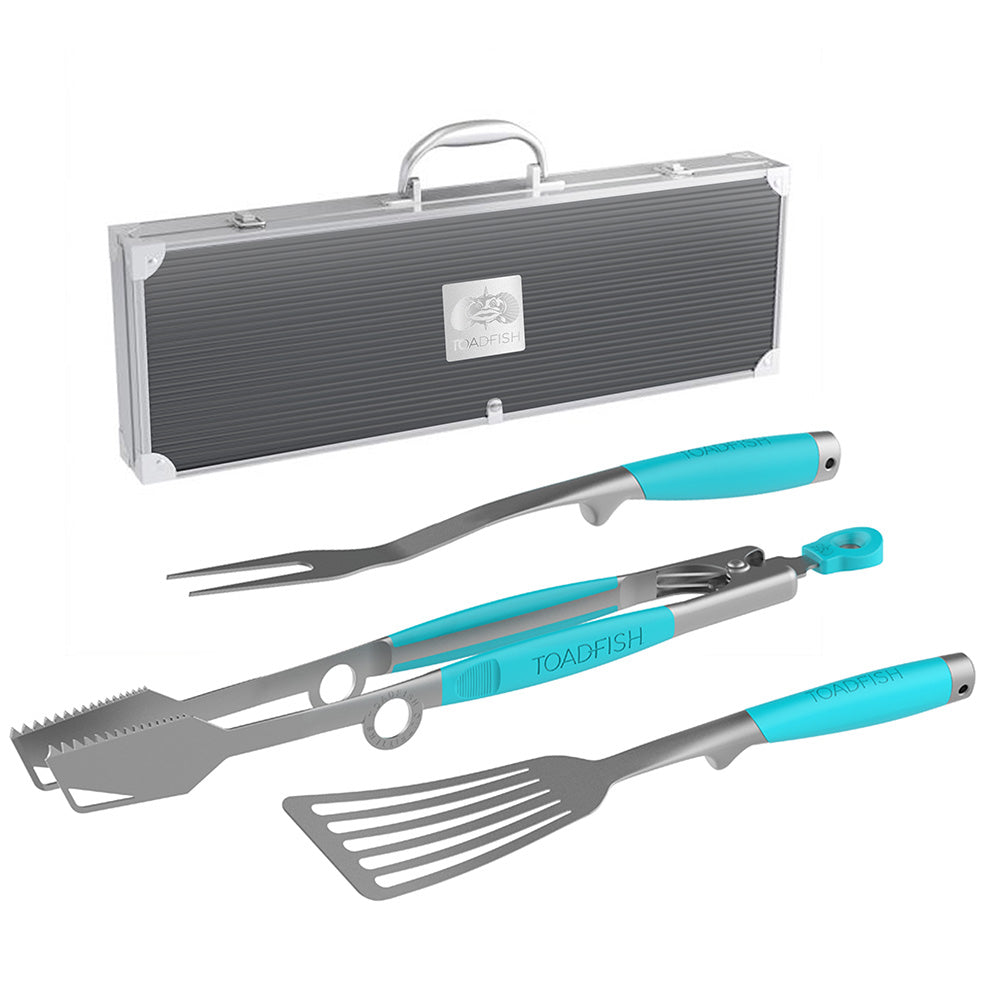 Toadfish Ultimate Grill Set + Case - Tongs, Spatula Fork [1092]